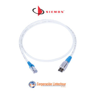 Patch Cord TERA 4 pares a RJ-45 Cat 6A S/FTP LSZH 2mts Blanco Capucha Azul